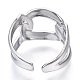 304 anello di polsino aperto a forma di catena di barbazzali in acciaio inossidabile per le donne RJEW-N040-02-3