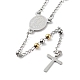 202 Stainless Steel Rosary Bead Necklaces NJEW-D060-01D-GP-3