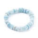 Puces perles d'aigue-marine naturelles bracelets extensibles BJEW-JB05989-1