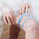 2pcs Blue Garters for Bride Stretchy Lace Bridal Garter Cornflower Blue Pearls Flower Bow Pattern Women Garters for Prom Party Wedding Garment Accessories DIY-MA0003-42-7