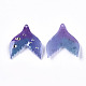 オペークアクリルパーツ  樹脂ラインストーン付き  きらめき  シードビーズ  魚尾  青紫色  32x28x2mm  穴：1.6mm KY-S163-139-2