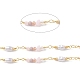 Chaînes à maillons en perles de verre en laiton avec perles d'imitation ABS CHS-P016-39G-08-2
