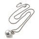 Collier pendentif rond en perles naturelles avec 304 chaînes boules en acier inoxydable NJEW-K255-01P-1