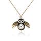 Alloy Cute Open Close Wing Owl Pendant Necklace Quartz Pocket Watch WACH-N006-01-1