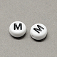 Perles de lettre à trous horizontaux acryliques blanches et noires SACR-Q101-01M-2
