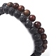 2 Stück 2-teiliges Stretch-Armbandset mit runden Perlen aus Naturholz und Lavagestein für Damen BJEW-JB09381-02-5