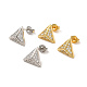 Boucles d'oreilles triangle en zircone cubique transparente micro pavé de laiton placage en rack EJEW-F301-22-1