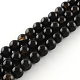 Agate noire naturelle chapelets de perles rondes G-R342-4mm-01-1