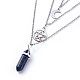 Bullet Natural Lapis Lazuli Pendant Tiered Necklaces NJEW-JN02457-03-3