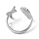 304 concha de acero inoxidable con anillo de puño abierto de estrella de mar para mujer RJEW-C046-03P-3