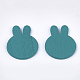 ペイントされたウサギのポプラ材カボション  ウサギの頭部  ダークシアン  24.5x21x1.5mm WOOD-T021-21B-2