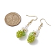 Boucles d’oreilles pendantes en résine de fruit de raisin vert jaune EJEW-JE05646-3