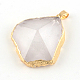 Faceted Nuggets Golden Plated Natural Crystal Pendants with Iron Clasps G-R275-268-2