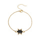 Bracelet à maillons étoiles en perles de rocaille de verre avec chaînes câblées en acier inoxydable doré NK2955-2-1