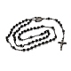 Collar de cuentas de rosario para hombres con cruz de crucifijo NJEW-I011-6mm-04-3