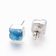 Natural Dyed Druzy Quartz Stud Earrings EJEW-P166-A04-2