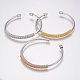 304 Stainless Steel Cuff Bangles Torque Bangles BJEW-H570-31-1