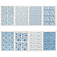Benecreat 8 estilos azul y blanco patrón de porcelana calcomanías de cerámica cerámica papel de transferencia de arcilla DIY-BC0005-71-1