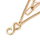 Vacuum Plating 304 Stainless Steel Double Chains Multi Layered Necklace with Infinity Charm for Women STAS-E155-19G-2