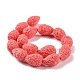 Dyed Synthetical Coral Teardrop Shaped Carved Flower Bud Beads Strands CORA-L009-01-3