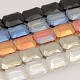 Rectangle Electroplate Rainbow Plated Glass Beads Strands EGLA-P002-M-1