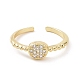 Прозрачное кубическое циркониевое плоское круглое открытое кольцо-манжета RJEW-E072-03G-2