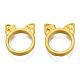 合金ビーズのフレーム  サークルフレーム  マットなスタイル  猫  マットゴールドカラー  13.5x11.5x2.5mm  穴：0.9mm KK-N238-047B-01-3