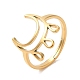 Ion Plating(IP) 304 Stainless Steel Crescent Moon Adjustable Ring for Women RJEW-M149-11G-3