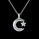 Silver Color Plated Brass Cubic Zirconia Moon and Star Pendant Necklaces NJEW-BB16164-2