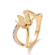 Crystal Rhinestone Criss Cross with Butterfly Finger Ring RJEW-D120-16B-G-1