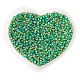 オーナランド8/0ラウンドガラスシードビーズ  透明色の虹  ラウンド  濃い緑  3mm  穴：1mm  約3600個/袋 SEED-OL0002-02-3mm-11-2