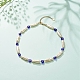 女性のための abs 模造真珠 & ミッレフィオーリ ガラス ビーズ ネックレス  ブルー  15.94インチ（40.5cm） NJEW-JN03918-2