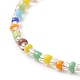 Braccialetto elasticizzato con perline di semi colorati con ciondoli in ottone per donna BJEW-JB09218-04-5