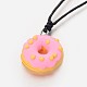 Adjustable Donut Handmade Polymer Clay Pendant Necklaces NJEW-JN01062-06-1