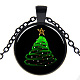 Christmas Theme Glass Pendant Necklaces NJEW-J056-B966-B-1