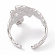 304 anillo de puño abierto de flor ancha de acero inoxidable para mujer RJEW-G275-05P-3