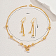 Комплекты круглых сережек и ожерелий из латуни для женщин LD4798-2