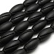Natural Oval Black Stone Beads Strands G-P062-41-1