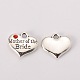 Wedding Theme Antique Silver Tone Tibetan Style Alloy Heart with Mother of the Bride Rhinestone Charms TIBEP-N005-18C-1