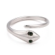 304 anillo de puño abierto con envoltura de serpiente de acero inoxidable con rhinestone para mujer RJEW-E062-B02-01P-2