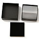 厚紙ジュエリー包装箱  中にスポンジと紙が入っている  リング用  小さな時計  ネックレス  イヤリング  ブレスレット  正方形  ブラック  9.2x9.2x3.8cm CON-H019-02-3