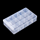 プラスチックビーズ収納ケース  調整可能な仕切りボックス  取り外し可能な15コンパートメント  長方形  透明  27.5x16.5x5.7cm CON-Q026-04A-1
