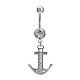 Piercing Jewelry Platinum Plated  Brass Cubic Zirconia Anchor Navel Ring Belly Rings AJEW-EE0001-97-1