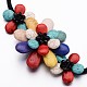Simple Fashion Flower Dyed Natural Howlite Bib Statement Necklaces NJEW-I201-13C-2