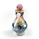 ガラス瓶表示装飾  内部の宝石チップビーズと  コルク栓と樹脂の花  ミックスカラー  96x49mm G-JB00001-2