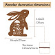 Creatcabin conejo cartel de madera decoración conejo de pascua cactus animal arte de la pared escultura de madera decoración de bruja con gancho para casa de campo AJEW-WH0331-004-2
