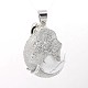 Platinum Plated Brass Elephant Covered with Round Ball Gemstones Pendants G-O037-01-1