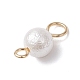 Круглые подвески-соединители с текстурированной раковиной и жемчугом PALLOY-JF03824-01-5