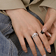 925 anello cavo da donna in argento sterling rodiato con pavé di zirconi rosa RJEW-F150-07B-P-3