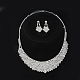 Fashionable Wedding Rhinestone Necklace and Stud Earring Jewelry Sets SJEW-S042-06-1